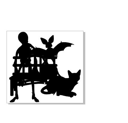 Black cat bat seat silhouette 87 x 85 pack of 4 chipboard or acr